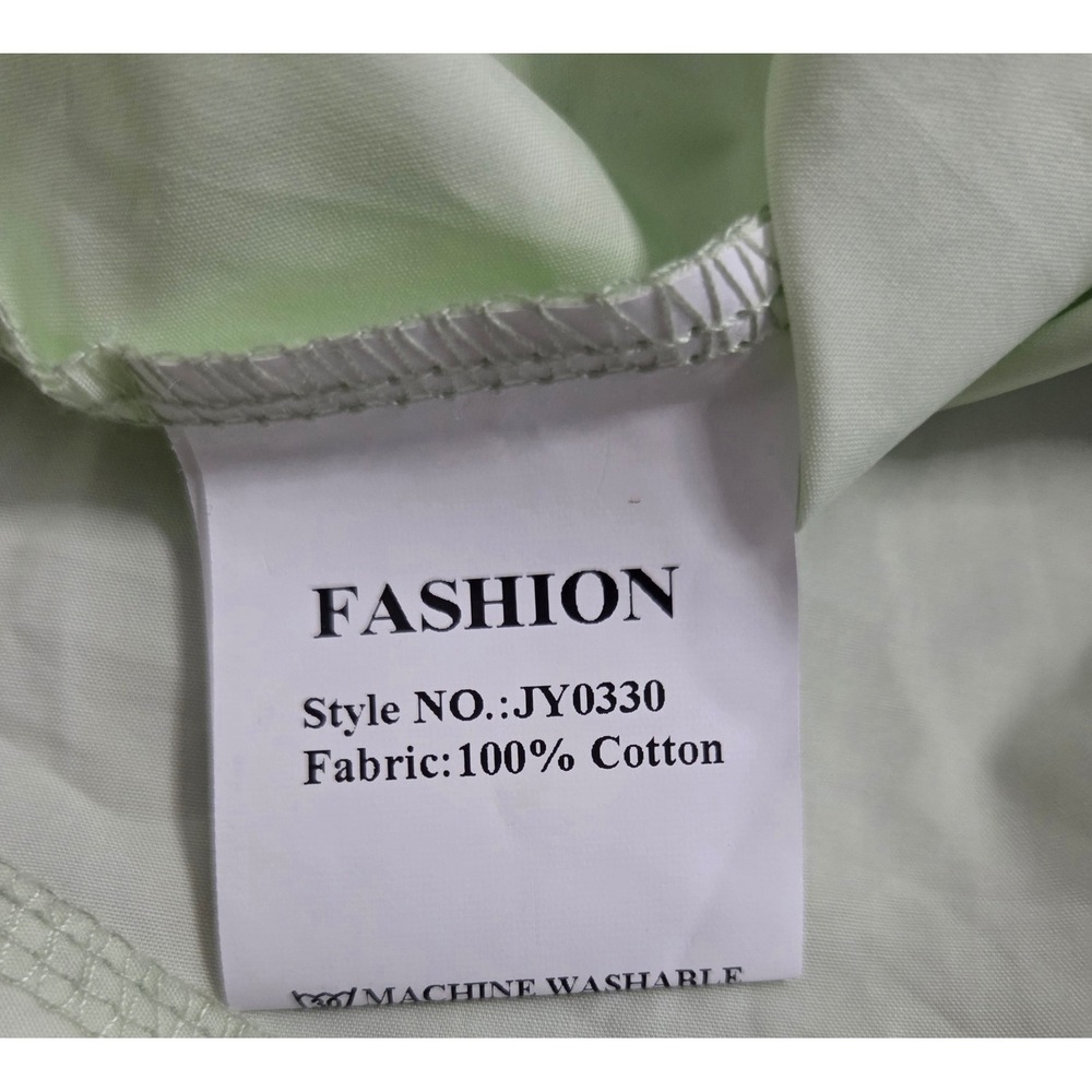 Fashion Mint Green Cotton Shell beach cover up mini Dress Bell Sleeve Womens L - Picture 7 of 10
